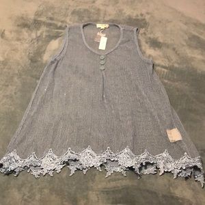 NWT Dusty Blue Mesh Tunic XXL
